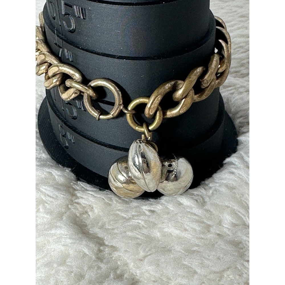 Vintage Chunky Charm Bracelet w. Clasp, Charms: Basketball, Football, Baseball